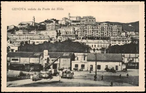 Cartolina Genua Genova (Zena) veduta da Ponte dei Mille 1913