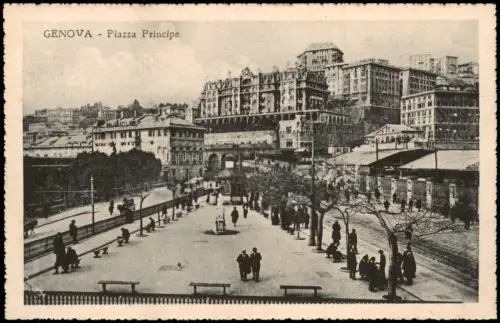 Cartolina Genua Genova (Zena) Piazza Principe 1926