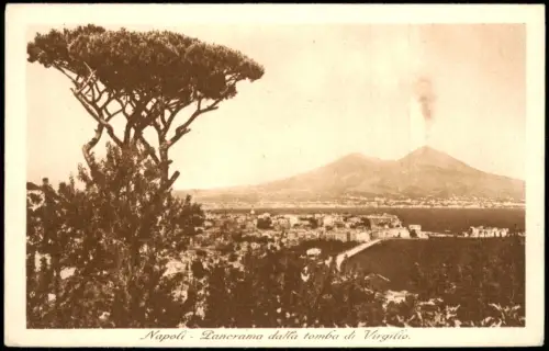 Cartolina Neapel Napoli Zanorama dalla tomba di Virgilio. Vesuv 1929