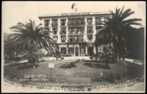 Cartolina Nervi-Genua Genova (Zena) Riviera Savoy Hotel 1924
