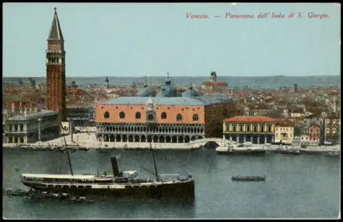 Venedig Venezia Panorama dell'Isola di S. Giorgio. Dampfer Steamer 1914