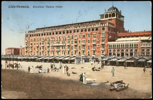 Cartolina Lido di Venezia-Venedig Venezia Excelsior Palace Hotel. 1914