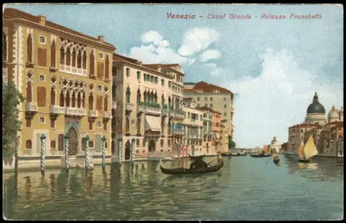 Cartolina Venedig Venezia Canal Grande Palazzo Franchetti. 1914