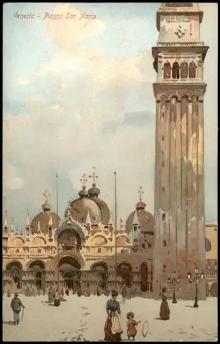 Cartolina Venedig Venezia Piazza San Marco Künstlerkarte 1912