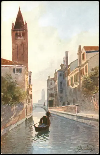 Cartolina Venedig Venezia Venice Canale di S. Barnaba, 1916