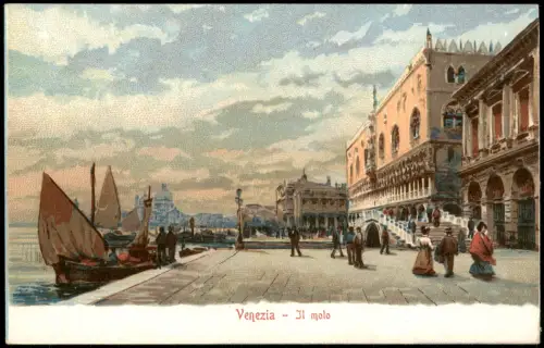 Cartolina Venedig Venezia Il molo Künstlerkarte 1912