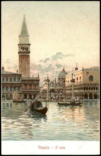 Cartolina Venedig Venezia Il Molo Stadtansicht Gondel Künstlerkarte 1911
