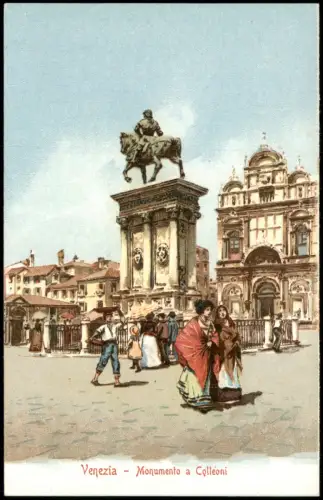 Venedig Venezia Monumento a Colleoni - Künstlerkarte belebt 1911