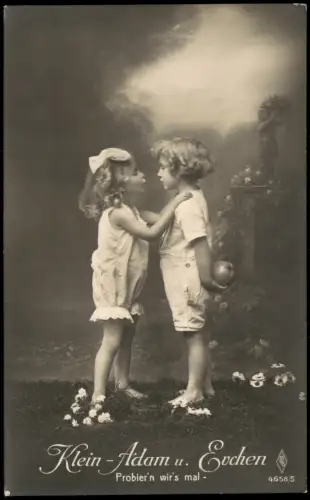 Serienkarte Probier'n wir's mal Soziales Leben Kinder Klein-Adam Evchen 1910