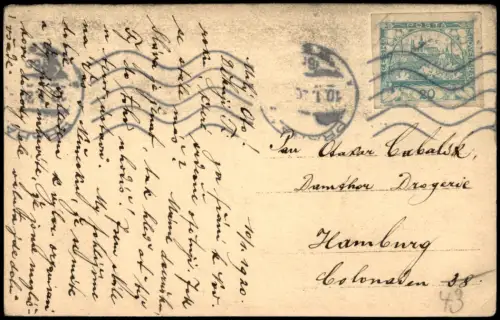 Prag Praha Panorama-Ansicht Blick zur Burg Stimmungsbild Winter Schnee 1920