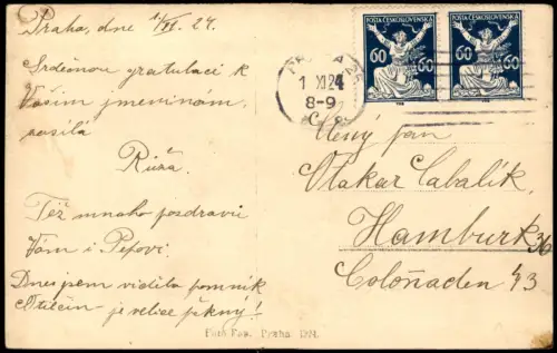 Prag Praha Panorama-Ansicht Stadt-Ansicht aus der Vogelschau 1924