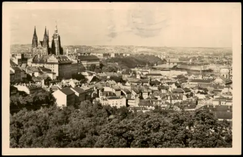 Prag Praha Panorama-Ansicht Blick zur Burg Hradčany Castle 1948