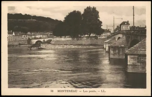 Montereau-Fault-Yonne Ortsansicht MONTEREAU Les ponts Brücke Fluss Partie 1915