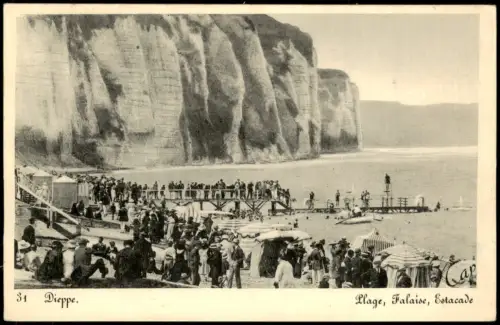 CPA Dieppe Ortsansicht Plage, Falaise, Estacade 1910