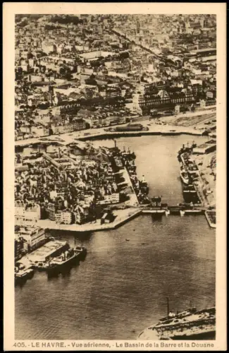 Le Havre Vue aérienne Le Bassin de la Barre et la Douane Luftbild 1930