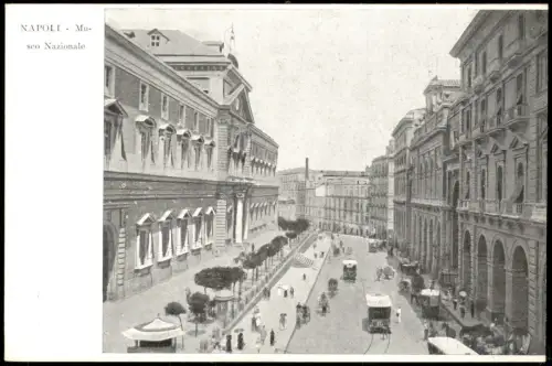 Neapel Napoli Orts-/Straßen-Ansicht Partie am Museo Nazionale 1910
