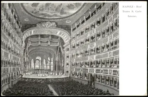 Cartolina Neapel Napoli Teatro S. Carlo Interno Innenansicht Theater 1910