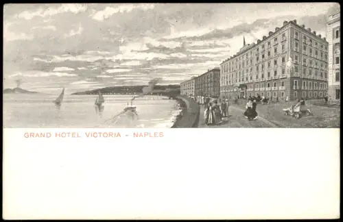 Cartolina Neapel Napoli Naples Partie am GRAND HOTEL VICTORIA 1905