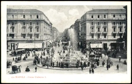 Neapel Napoli Stadtteilansicht Verkehr Geschäfte am Corso Umberto I. 1900