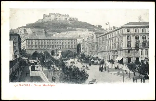 Cartolina Neapel Napoli Stadtteilansicht NAPOLI Piazza Municipio 1900