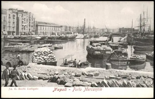 Cartolina Neapel Napoli Napoli Porto Mercantile Handels-Hafen 1910