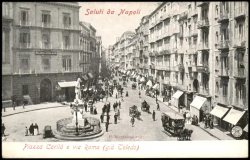 Cartolina Neapel Napoli Piazza Carità e via Roma (già Toledo) 1905