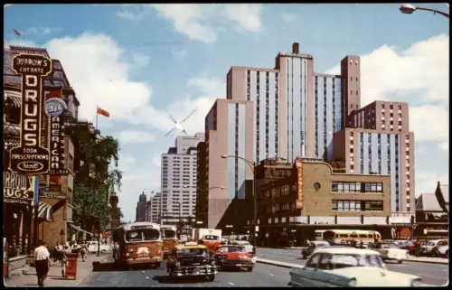 Montreal Dorchester Street Terminus Laurentien Hotel Queen Elizabeth Hotel 1955