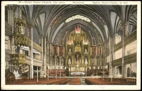 Postcard Montreal Kirchen Innenansicht Notre Dame Church, the nave 1920