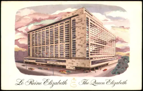 Postcard Montreal A C.N.R. Hotel Operated by Hilton 1959