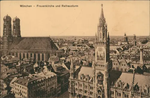Ansichtskarte München Frauenkirche, Rathausturm und Stadt 1920