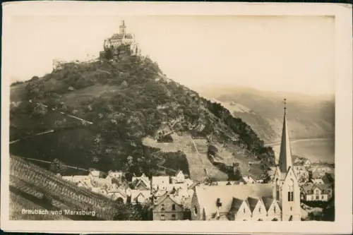 Ansichtskarte Braubach Panorama-Ansicht mit Marxsburg am Rhein 1930