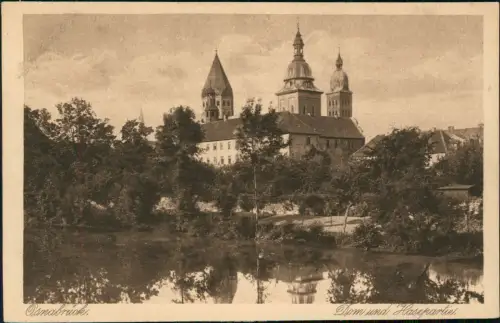 Ansichtskarte Osnabrück Dom und Hasepartie 1920