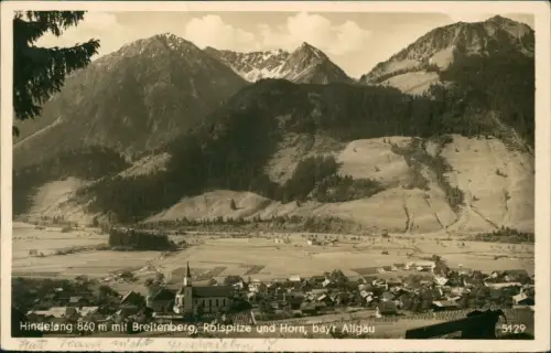 Bad Hindelang Panorama mit Breitenberg, Rotspitze und Horn, bayr. Allgäu 1940