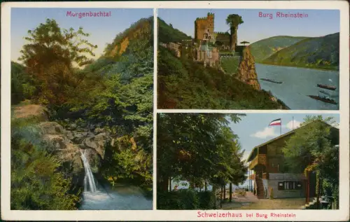 Ansichtskarte Bingen am Rhein Morgenbachtal Burg Rheinstein Schweizerhaus 1925