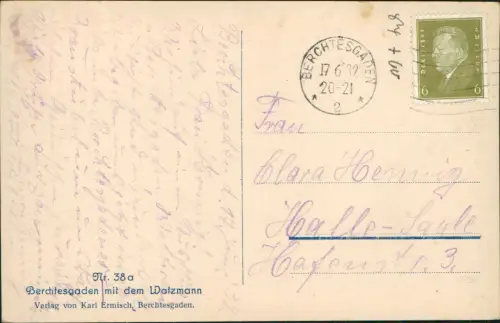 Ansichtskarte Berchtesgaden Stadtpartie und Watzmann 1932