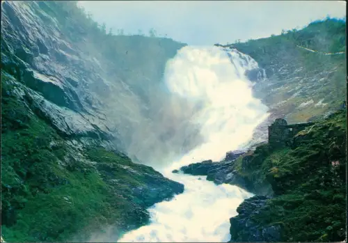 Norwegen Norge Norge: Kjosfossen, Flåmsbanen.Norway Waterfall 1993