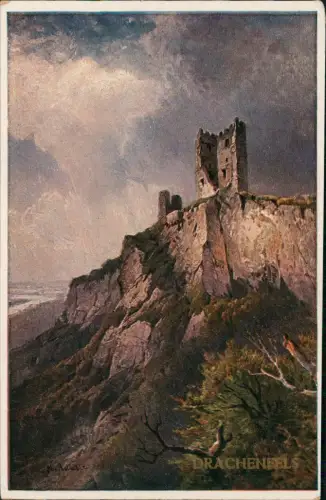 Bad Godesberg-Bonn Burg Drachenfels (Siebengebirge) Künstlerkart 1913