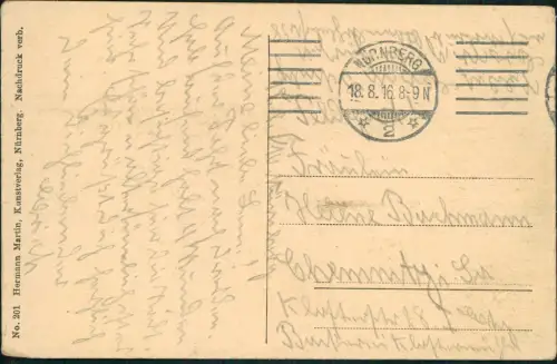 Ansichtskarte Nürnberg vom Hallertor 1916