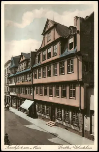 Ansichtskarte Frankfurt am Main Goethehaus Straßenpartie coloriert 1928