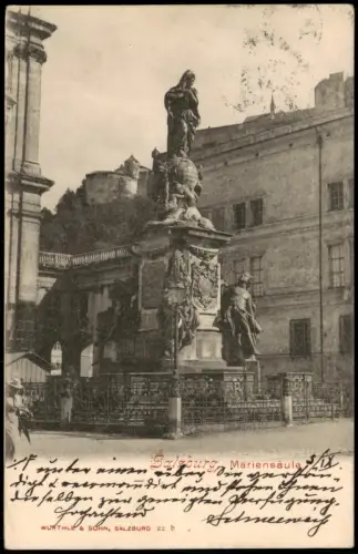 Ansichtskarte Salzburg Partie an der Mariensäule 1902