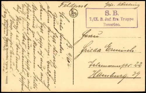 Beverlo-Beringen Beverloo Berringe Camp  L'abreuvoir 1916   1.WK Feldpost