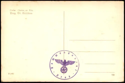Postcard Prag Praha St. Veitsdom / chrám sv. Víta 1939  Feldpoststempel WK2