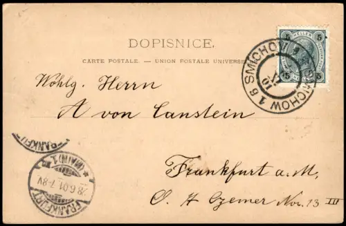 Postcard Prag Praha Pozdrav 3 Prahy Nový most cís. Františka 1901