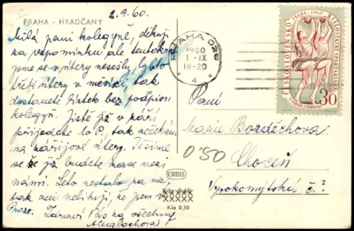 Burgstadt Prag  Hradčany Praha Hradschin Stadt-Ansicht mit Burg Hradčany 1960