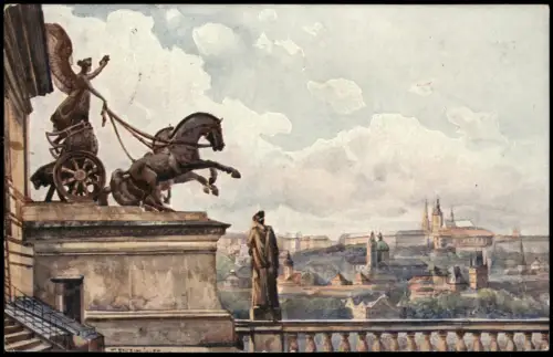 Prag Praha Panorama-Ansicht v.d. Terrassen des National-Theaters 1924