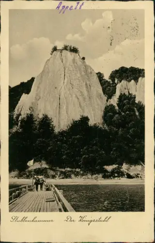 Ansichtskarte Stubbenkammer-Sassnitz Rügen Königsstuhl Steg 1934