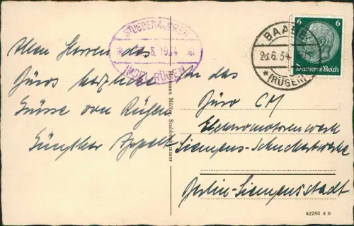 Ansichtskarte Stubbenkammer-Sassnitz Rügen Königsstuhl Steg 1934