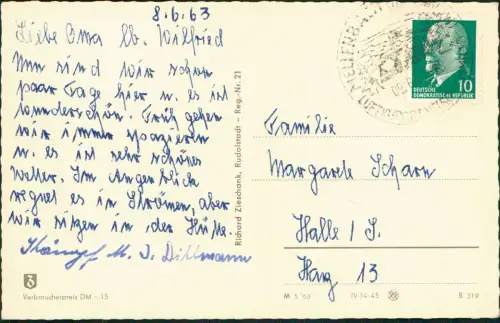 Ansichtskarte Mellenbach-Glasbach Stadtpartie 1963