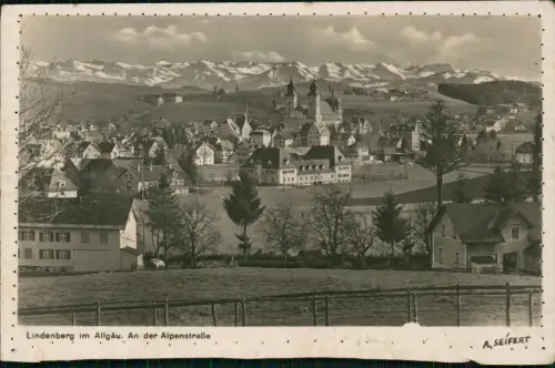 Ansichtskarte Lindenberg (Allgäu) Stadt mit Alpen 1939