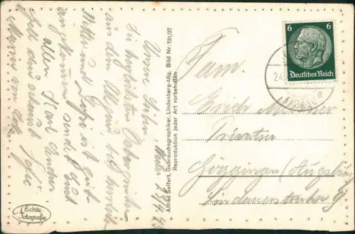 Ansichtskarte Lindenberg (Allgäu) Stadt mit Alpen 1939